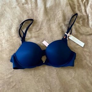 VICTORIA’S SECRET Push-up plunge bra (navy blue) (34B)